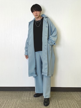 「ドレスシューズ」｜「アイテム（ステンカラーコート）」を使った、hayatoさん（メンズ・180cm）の冬コーディネート