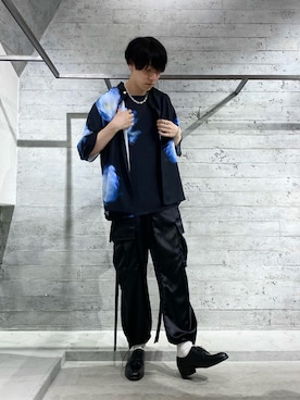 「HARE（ハレ）のボカシハナガラシャツ(HARE)（シャツ/ブラウス）」を使った、hayatoさん（メンズ・180cm）の夏コーディネート