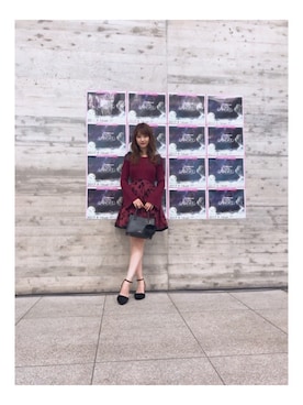 「evelyn（evelyn）のアイテム（スカート、レッド系）」を使った、優津季さん（レディース・165cm）の秋コーディネート