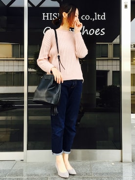 「menue（メヌエ）の極上のふわふわ美パンプス（5cmヒール）（パンプス、グレー系）」を使った、みさみささん（レディース・162cm）の春コーディネート