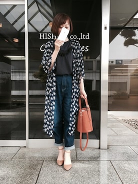 「menue（メヌエ）のポインテッドトゥ セパレート ストラップパンプス（パンプス、イエロー系）」を使った、みさみささん（レディース・162cm）の春コーディネート