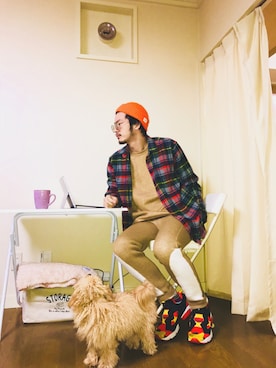 「カラーサングラス」｜「アイテム（その他）」を使った、野生のあっきーな♂（看護師）さん（メンズ・175cm）の冬コーディネート