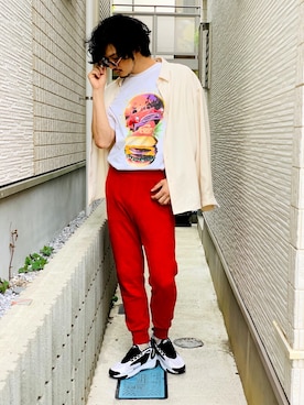「サングラススタイル」｜「アイテム（デニムジャケット）」を使った、野生のあっきーな♂（看護師）さん（メンズ・175cm）の春コーディネート