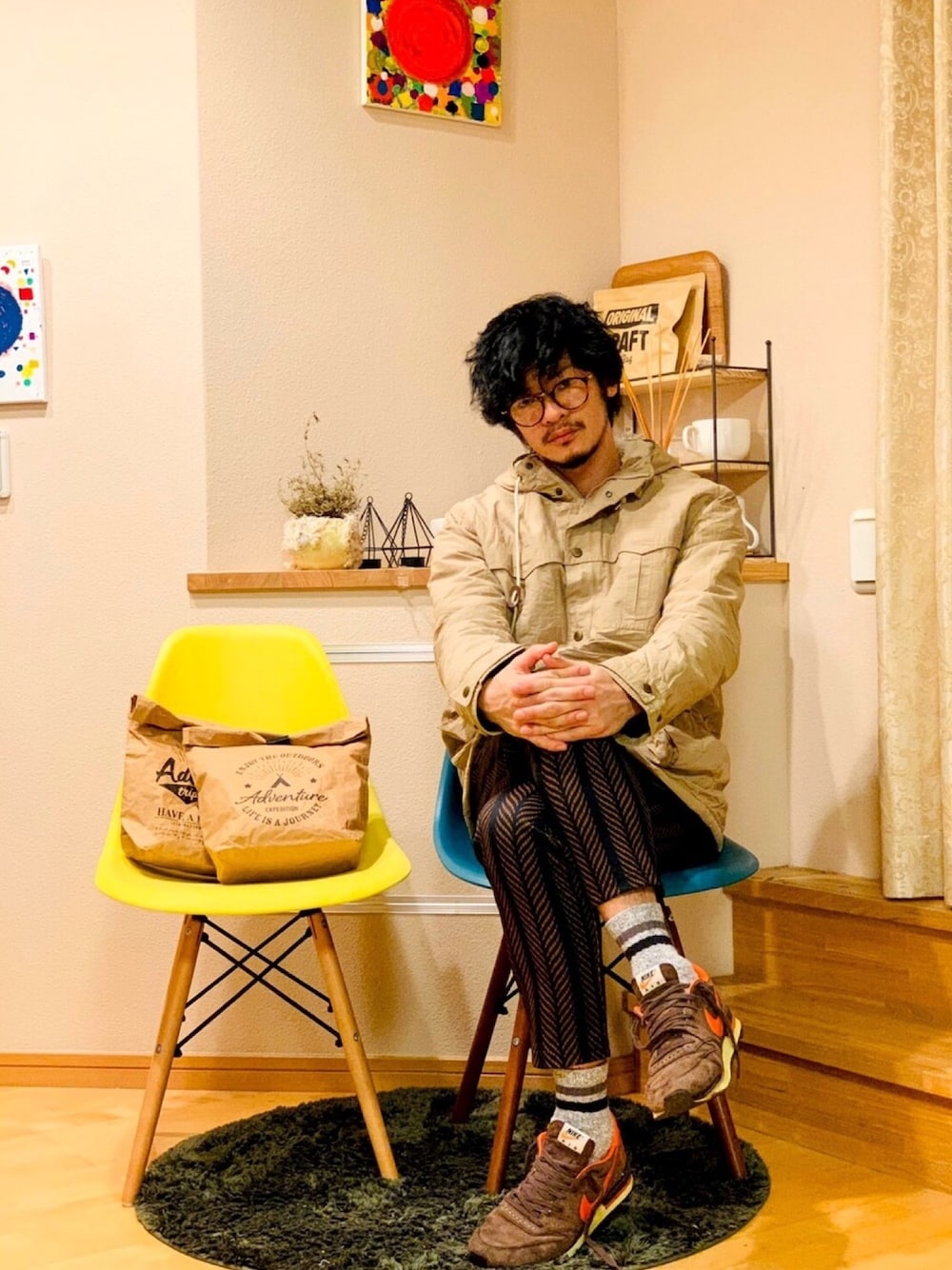 「ブラウン色に染まれ、おしゃれさんと繋がりたい、スニーカーコーデ、ナイキスニーカー、看護師、看護師の休日、マウンテンパーカー、EDWIN、ZARA、おうちファッション」｜「EDWINのアイテム（マウンテンパーカー、ベージュ系）」を使った、野生のあっきーな♂（看護師）さん（メンズ・175cm）の冬コーディネートの1枚目の写真