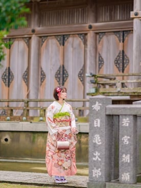 「和服」｜「アイテム（その他）」を使った、かおりさん（レディース・160cm）の冬コーディネート