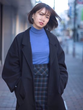 「JUNOAH（ジュノア）のアイテム（その他アウター）」を使った、かおりさん（レディース・160cm）の冬コーディネート
