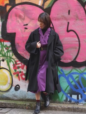 「JUNOAH（ジュノア）のアイテム（その他アウター）」を使った、かおりさん（レディース・160cm）の冬コーディネート