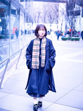「JUNOAH（ジュノア）のアイテム（その他アウター）」を使った、かおりさん（レディース・160cm）の冬コーディネート