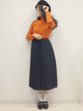 「UNIQLOコーデ」｜「アイテム（ハンチング/ベレー帽）」を使った、かおりさん（レディース・160cm）の冬コーディネート