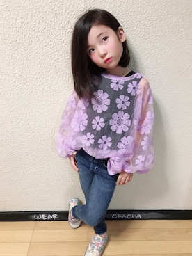 「fafa（フェフェ）のアイテム（スニーカー）」を使った、cha☆chaさん（キッズ・110cm）の夏コーディネート