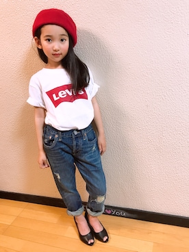 「リーバイス501」｜「アイテム（その他）」を使った、cha☆chaさん（キッズ・120cm）の春コーディネート