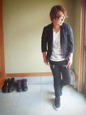 「黒パンツ」｜masashiさん（メンズ・157cm）の夏コーディネート