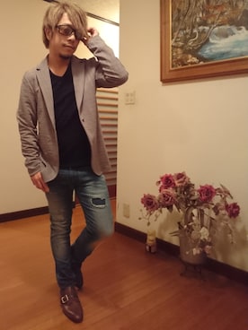 「TETE HOMME（テットオム）のアイテム（ジャケット/アウター）」を使った、masashiさん（メンズ・157cm）の春コーディネート