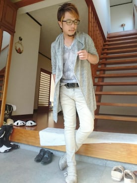 「TETE HOMME（テットオム）のアイテム（トップス）」を使った、masashiさん（メンズ・157cm）の夏コーディネート