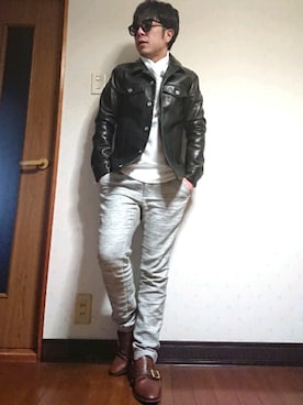 「NO ID.（ノーアイディ）のアイテム（その他アウター）」を使った、masashiさん（メンズ・157cm）の冬コーディネート