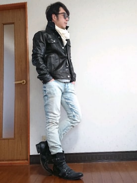 「NO ID.（ノーアイディ）のアイテム（その他アウター）」を使った、masashiさん（メンズ・157cm）の冬コーディネート