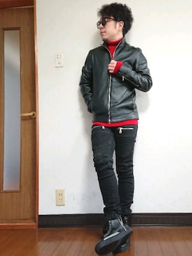 「TETE HOMME（テットオム）のアイテム（トップス）」を使った、masashiさん（メンズ・157cm）の冬コーディネート