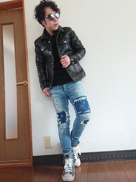 「NO ID.（ノーアイディ）のアイテム（その他アウター）」を使った、masashiさん（メンズ・157cm）の冬コーディネート