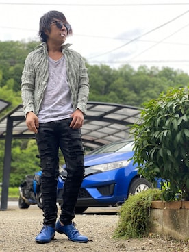 「NO ID.（ノーアイディ）のアイテム（ドレスシューズ）」を使った、masashiさん（メンズ・157cm）の夏コーディネート