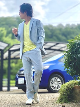 「TETE HOMME（テットオム）のアイテム（トップス）」を使った、masashiさん（メンズ・157cm）の夏コーディネート