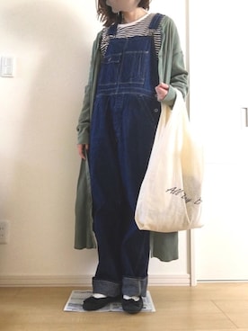 「orslow」｜「アイテム（オールインワン・サロペット）」を使った、hanpen✳︎さん（レディース・161cm）の春コーディネート