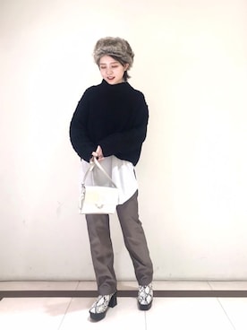 「PAGEBOY（ページボーイ）のハクミニショルダーBAG（ショルダーバッグ）」を使った、miyaさん（レディース・155cm）の冬コーディネート