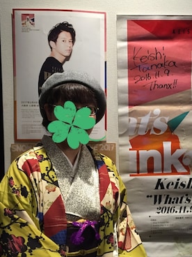 「アイテム（着物、イエロー系）」を使った、azusaさん（レディース・158cm）の冬コーディネート