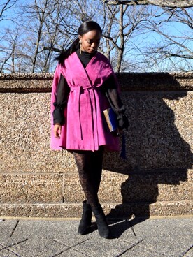 「アイテム（モッズコート、ピンク系）」を使った、Shakitaさん（レディース・157cm）の春コーディネート