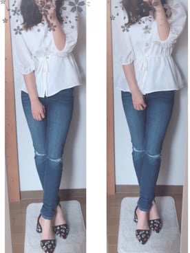 「ぺプラムトップス」｜「アイテム（キャップ）」を使った、⁑nanata⁑さん（レディース・156cm）の春コーディネート
