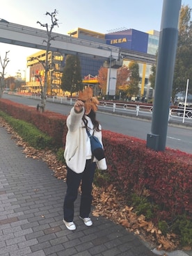 「ゆるニット」｜「アイテム（ブルゾン）」を使った、⁑nanata⁑さん（レディース・156cm）の冬コーディネート
