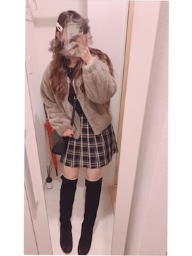 「パールアクセ」｜「アイテム（その他アウター）」を使った、⁑nanata⁑さん（レディース・156cm）の冬コーディネート