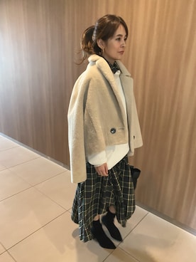 「EDITION（エディション）のアイテム（ムートンコート、ホワイト系）」を使った、soyoutokyoさんの冬コーディネート