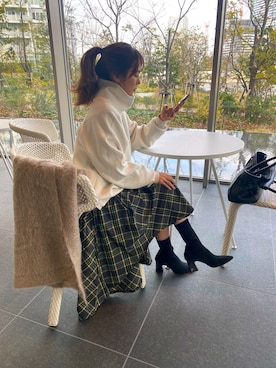 「caban（キャバン）のアイテム（ニット/セーター、ホワイト系）」を使った、soyoutokyoさんの冬コーディネート