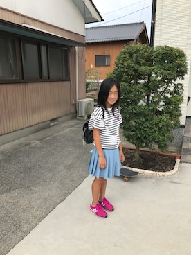 「娘」｜「アイテム（スカート）」を使った、Yuji Takamuraさん（キッズ・139cm）の夏コーディネート