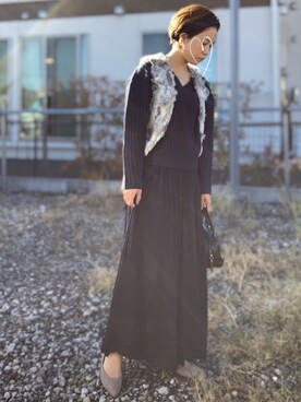 「アイテム（ベスト、シルバー系）」を使った、chanaiさん（レディース・160cm）の秋コーディネート