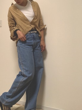 「HANES（ヘインズ）の【WEB限定】Hanes(ヘインズ) 2PスリーブレスTシャツ（Tシャツ/カットソー）」を使った、chanaiさん（レディース・160cm）の春コーディネート