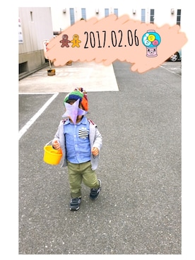 「コーディネート」｜「アイテム（マウンテンパーカー）」を使った、ksrmamさん（キッズ・90cm）の冬コーディネート