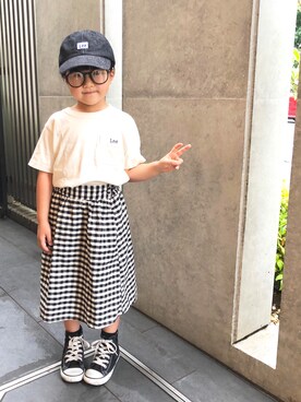 「Lee（リー）のアイテム（Tシャツ/カットソー）」を使った、せーなさん（キッズ・104cm）の夏コーディネート