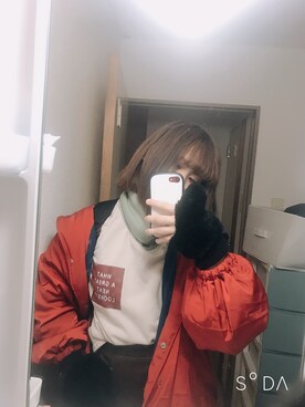 「アイテム（ブルゾン）」を使った、☁️   きみてゃん  さん（レディース・158cm・10代）の冬コーディネート