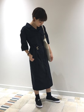「トートバック」｜「アイテム（スリッポン）」を使った、ayanoさん（レディース・158cm）の秋コーディネート