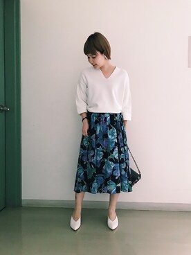 「RIVEDROITE」｜「アイテム（スリッポン）」を使った、ayanoさん（レディース・158cm）の春コーディネート