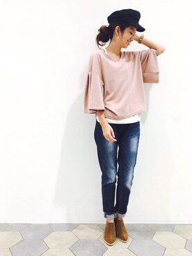「リップスター」｜「アイテム（ハンチング/ベレー帽）」を使った、lipstar_officialさん（レディース・158cm）の春コーディネート