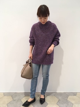 「Willful by lipstar（ウィルフル バイ リップスター）の【Willful by lipstar】3G アゼMIXハイネックニット（ニット/セーター）」を使った、lipstar_officialさん（レディース・153cm）の秋コーディネート