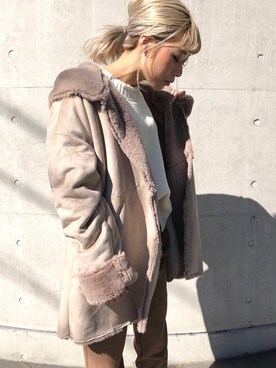 「リップスター」｜「アイテム（ムートンコート）」を使った、lipstar_officialさん（レディース・154cm）の冬コーディネート