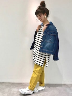 「リップスター」｜「アイテム（デニムジャケット）」を使った、lipstar_officialさん（レディース・152cm）の春コーディネート
