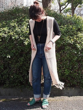 「アイテム（サンダル、グリーン系）」を使った、lipstar_officialさん（レディース・152cm）の春コーディネート