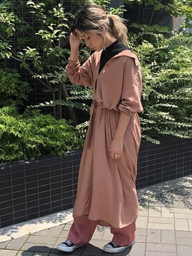 「リップスター」｜「アイテム（シャツワンピース）」を使った、lipstar_officialさん（レディース・154cm）の秋コーディネート