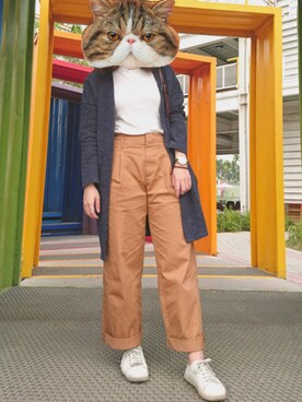 「NET（ネット）のアイテム（ノーカラージャケット）」を使った、Minnieさん（レディース・158cm）の冬コーディネート