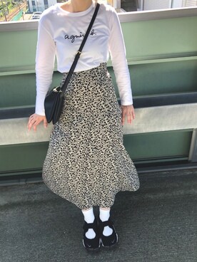 「KOBE LETTUCE（コウベレタス）のアイテム（スカート）」を使った、キ ちさん（レディース・155cm）の春コーディネート