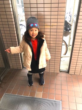「アイテム（スカート）」を使った、RionAさん（キッズ・100cm）の冬コーディネート